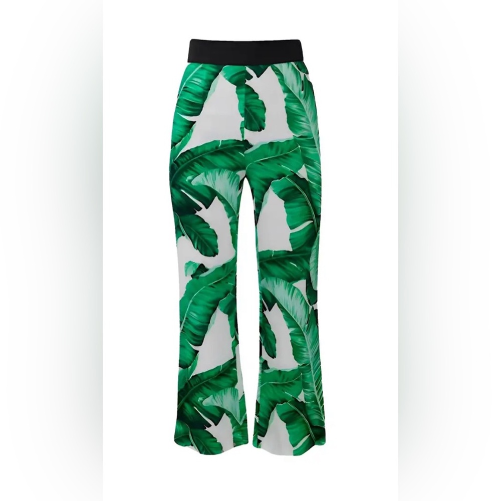 Dolce & Gabbana Green Leaf Print Trousers